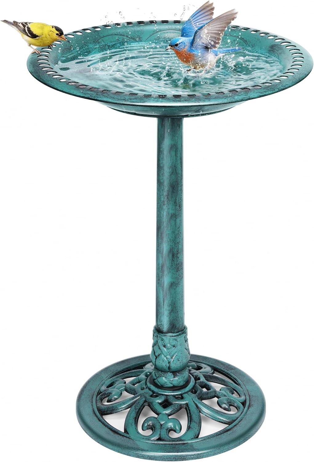 VIVOHOME Polyresin Pedestal Birdbath (B07597XGSN)