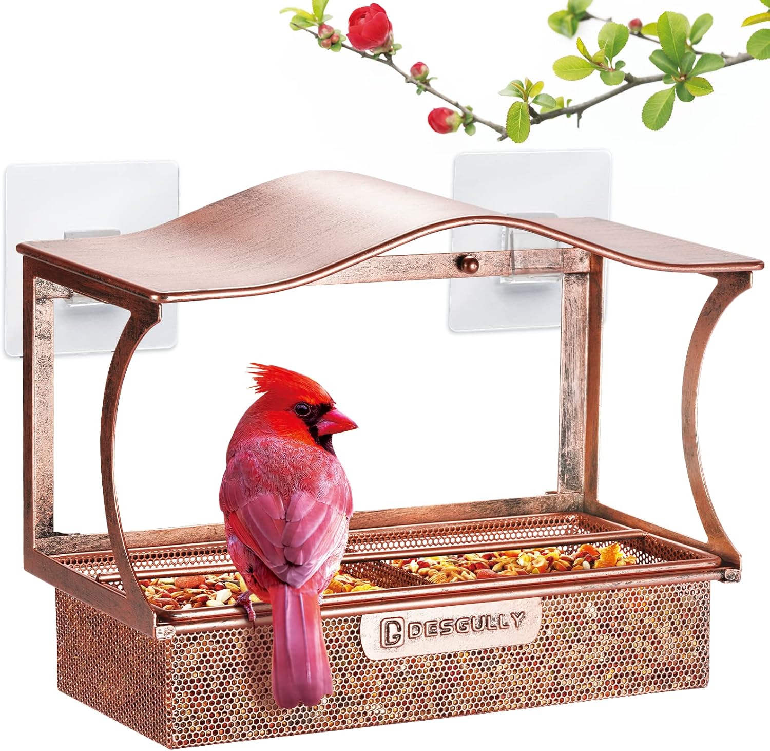 Window Bird Feeder with Strong Suction Cups, Metal (B0B9B6CBK8)