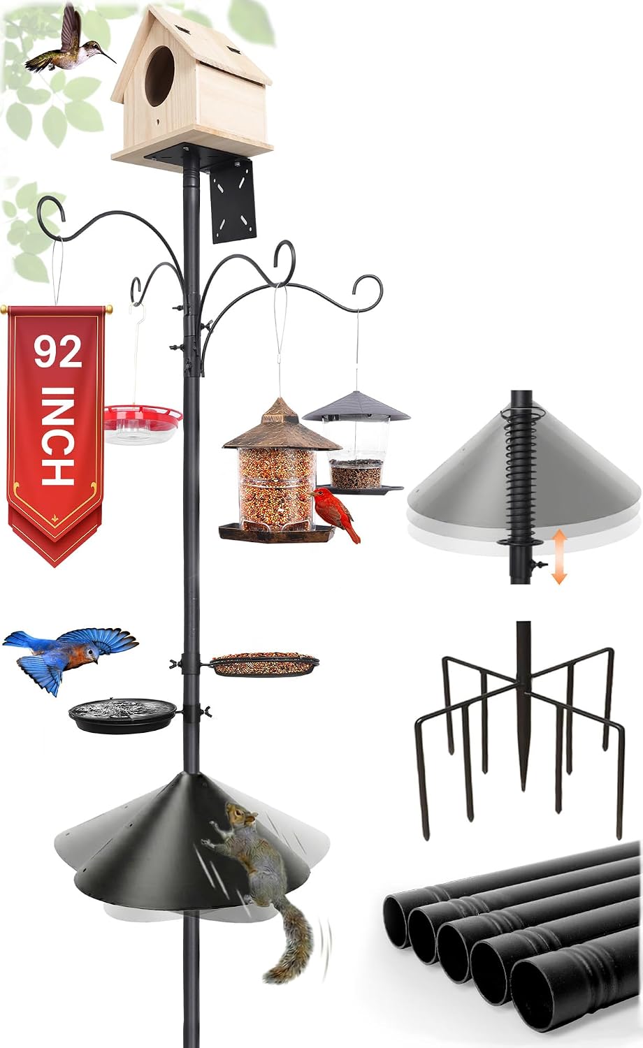 92 Inch Squirrel Proof Pole (B0DZWSMQXF)